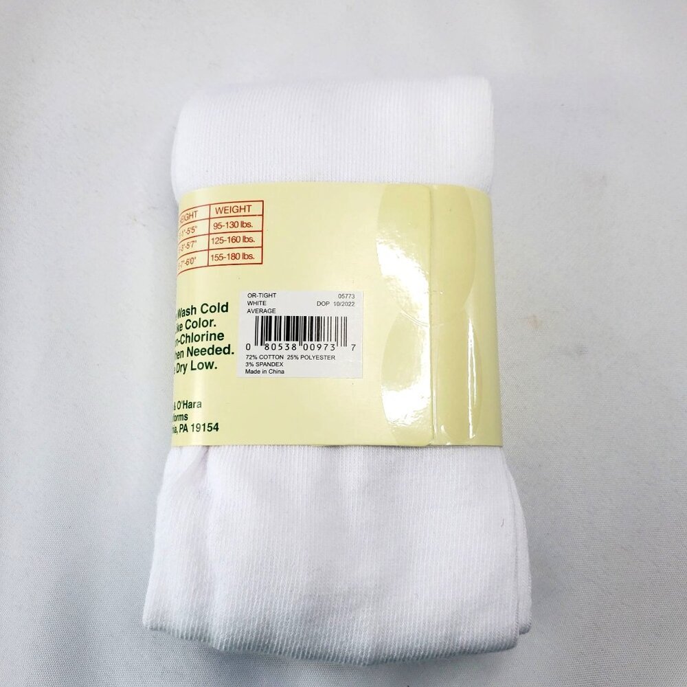 Flynn & OHara Cotton-Spandex White Tights AVG Smooth Comfort Toe - Picture 4 of 7